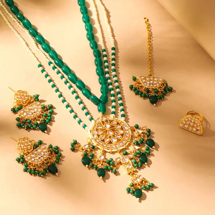 Yellow Chimes Yellow Chimes Jewellery Set for Women and Girls Kundans Necklaces Set Gold Plated Multilayer Beads Beaded Kundan Necklace Set Birthday Gift for girls and women Anniversary Gift for Wife Necklaces