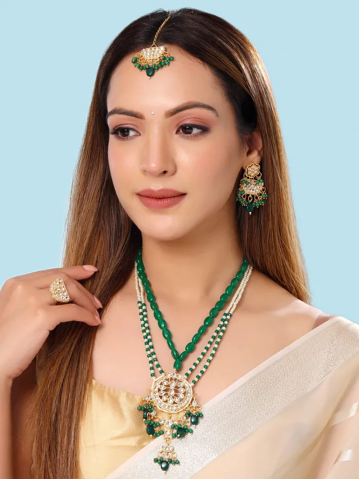 Yellow Chimes Yellow Chimes Jewellery Set for Women and Girls Kundans Necklaces Set Gold Plated Multilayer Beads Beaded Kundan Necklace Set Birthday Gift for girls and women Anniversary Gift for Wife Necklaces