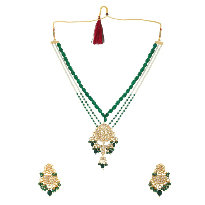 Yellow Chimes Yellow Chimes Jewellery Set for Women and Girls Kundans Necklaces Set Gold Plated Multilayer Beads Beaded Kundan Necklace Set Birthday Gift for girls and women Anniversary Gift for Wife Necklaces