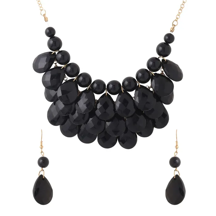 Yellow Chimes Yellow Chimes Jewellery Set For Women Black Stone Tear Drop Designed Gold Toned Necklace Set For Women and Girls Necklaces Yellow Chimes Yellow Chimes Jewellery Set For Women Black Stone Tear Drop Designed Gold Toned Necklace Set For Women and Girls Necklaces