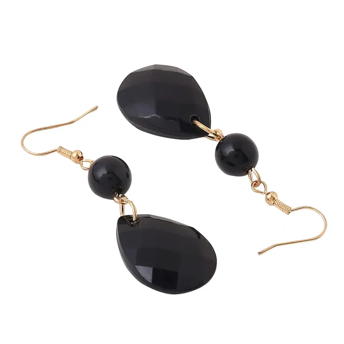 Yellow Chimes Yellow Chimes Jewellery Set For Women Black Stone Tear Drop Designed Gold Toned Necklace Set For Women and Girls Necklaces