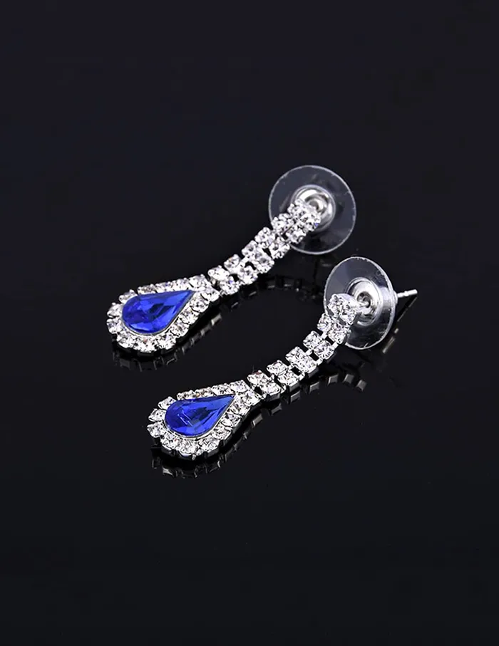 Yellow Chimes Yellow Chimes Jewellery Set For Women with Blue Stone Studded Classic Design Silver Plated White crystal Necklace Set for Women and Girls Earrings