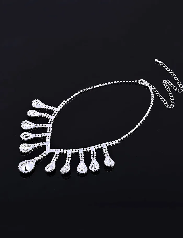 Yellow Chimes Yellow Chimes Jewellery Set For Women with Blue Stone Studded Classic Design Silver Plated White crystal Necklace Set for Women and Girls Earrings