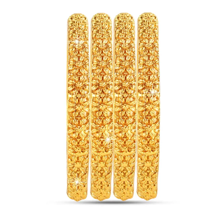 Yellow Chimes Yellow Chimes Latest Elegant Floral Design 4Pc Gold Plated Traditional Bangles Set for Women and Girls Bracelets