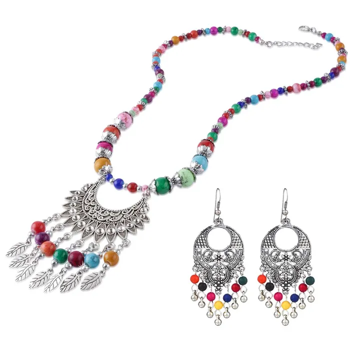 Yellow Chimes Yellow Chimes Multicolor Beads Statement Antique Necklace with Earrings Oxidised Jewellery Sets for Women and Girls Earrings Yellow Chimes Yellow Chimes Multicolor Beads Statement Antique Necklace with Earrings Oxidised Jewellery Sets for Women and Girls Earrings