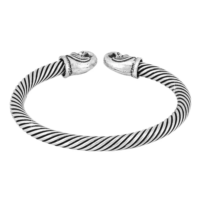 Yellow Chimes Yellow Chimes Oxidised Bangles for Women Silver Oxidised Bangles Combo of 3 Pcs Vintage Tribal Look Open Kadaa Bangle Bracelet for Women and Girls Bracelets