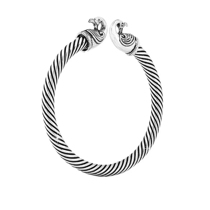 Yellow Chimes Yellow Chimes Oxidised Bangles for Women Silver Oxidised Bangles Combo of 3 Pcs Vintage Tribal Look Open Kadaa Bangle Bracelet for Women and Girls Bracelets