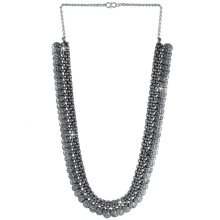Yellow Chimes Yellow Chimes Oxidised Long Chain Necklace for Women Silver Oxidised Jewellery Traditional Coins Ethnic Fusion Long Chain Necklace for Women and Girls Earrings Yellow Chimes Yellow Chimes Oxidised Long Chain Necklace for Women Silver Oxidised Jewellery Traditional Coins Ethnic Fusion Long Chain Necklace for Women and Girls Earrings