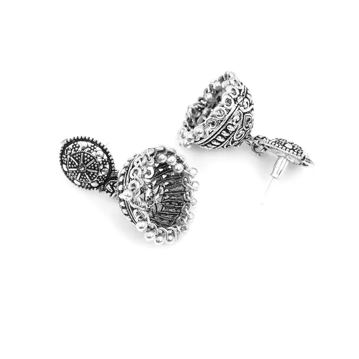 Yellow Chimes Yellow Chimes Oxidised Long Chain Necklace for Women Silver Oxidised Jewellery Traditional Coins Ethnic Fusion Long Chain Necklace for Women and Girls Earrings