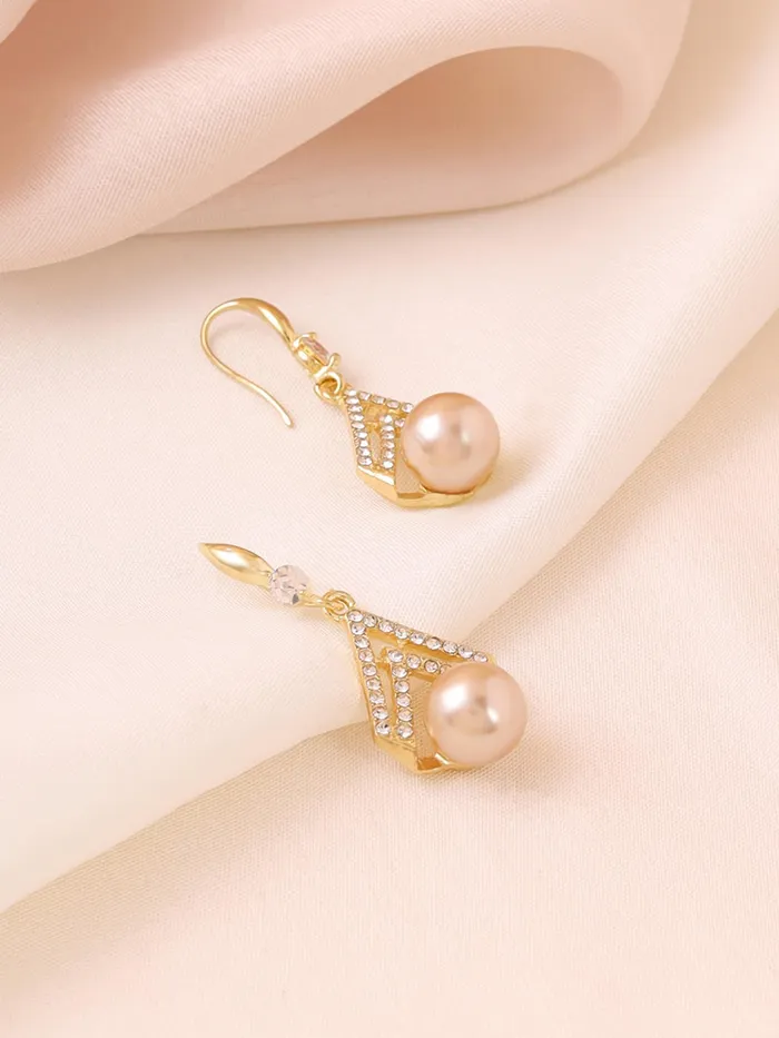 Yellow Chimes Yellow Chimes Pearl Drop Earrings For Women Fashion Women Earrings Gold Toned Crystal Pearls Earrings For Girls Birthday Gift for Girls Anniversary Gift for Women Earrings