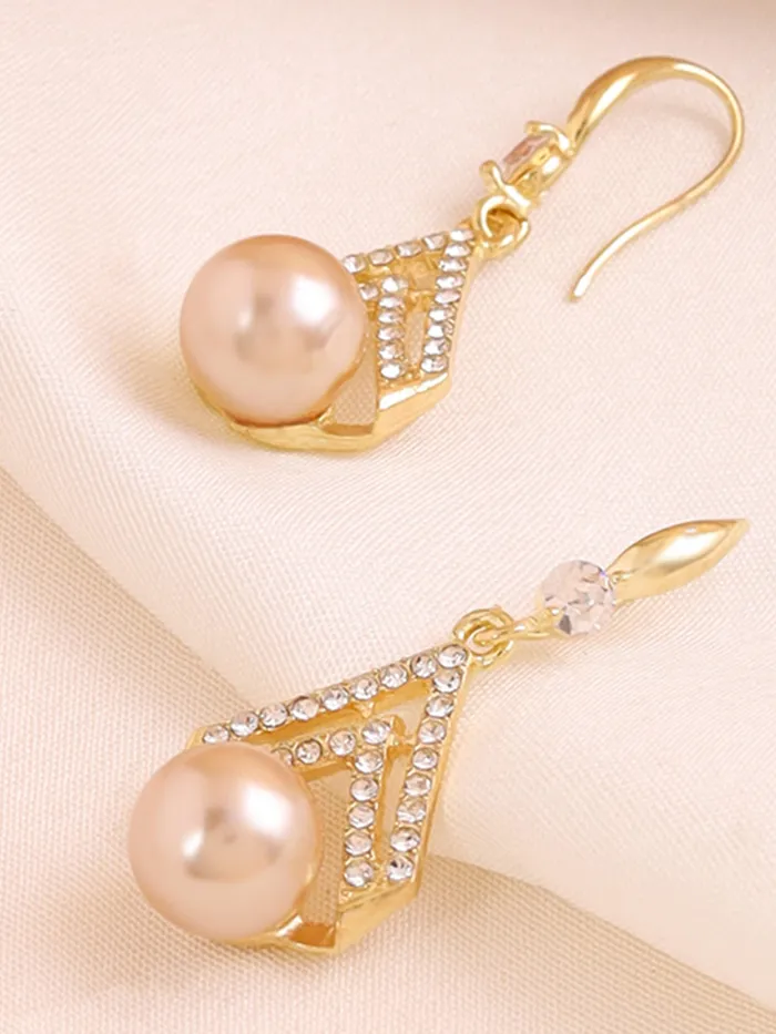 Yellow Chimes Yellow Chimes Pearl Drop Earrings For Women Fashion Women Earrings Gold Toned Crystal Pearls Earrings For Girls Birthday Gift for Girls Anniversary Gift for Women Earrings