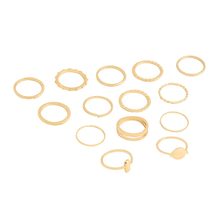 Yellow Chimes Yellow Chimes Rings for Women and Girls Fashion Aesthetic Golden Ring Set Gold Plated Aesthetic Ring Knuckle Rings Set 14 Pcs Combo Geometric Rings Birthday Gift For Girls and Women Earrings