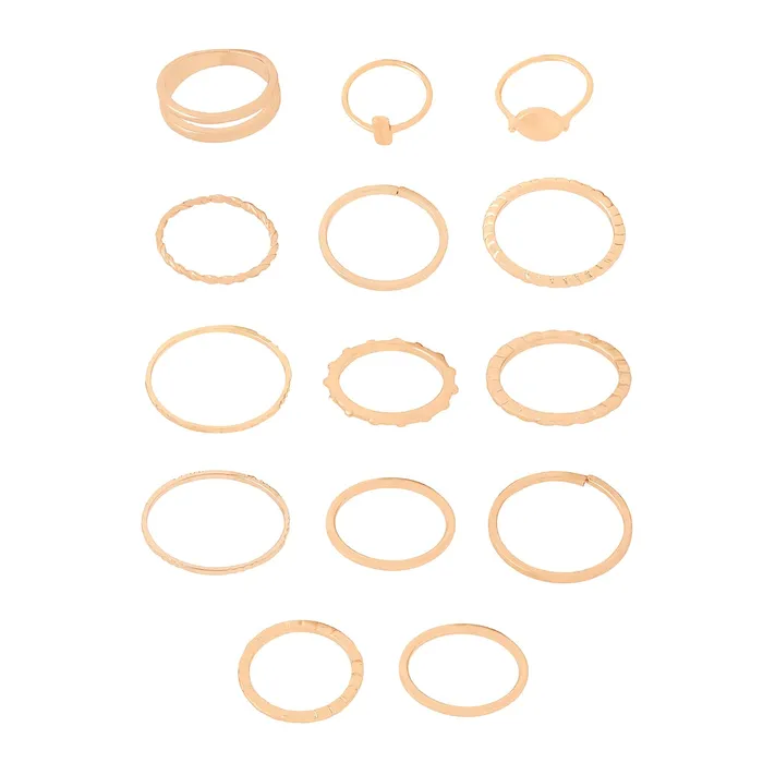 Yellow Chimes Yellow Chimes Rings for Women and Girls Fashion Aesthetic Golden Ring Set Gold Plated Aesthetic Ring Knuckle Rings Set 14 Pcs Combo Geometric Rings Birthday Gift For Girls and Women Earrings
