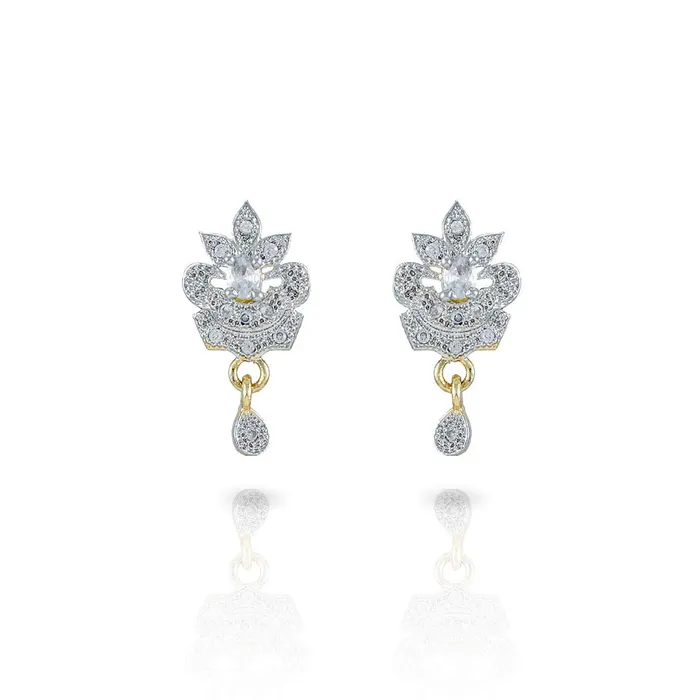 Yellow Chimes Yellow Chimes Sparkling ADAmerican Diamond Studded Ethnic Traditional Black Beads Designer Dual Peacock Mangalsutra Pendant Set with Earrings for Women Earrings