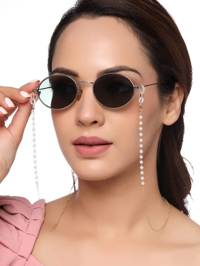 Yellow Chimes Yellow Chimes Sunglasses Chain for Women Eyeglasses Chain 2 Pcs Pearl Face Mask Chains Sunglasses AccessoriesSunglasses Lanyard for Girls and Women Necklaces