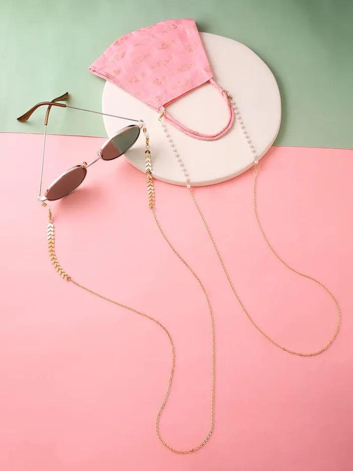 Yellow Chimes Yellow Chimes Sunglasses Chain for Women Eyeglasses Chain 2 Pcs Pearl Face Mask Chains Sunglasses AccessoriesSunglasses Lanyard for Girls and Women Necklaces
