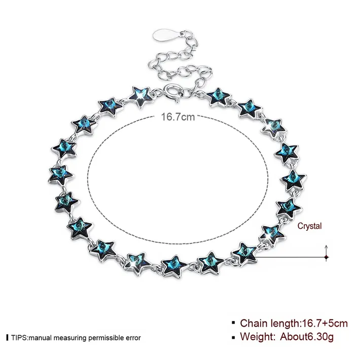 Yellow Chimes Yellow Chimes Women Crystal Bracelets Star Shaped Silver Toned Bracelets For Women Blue CZ Crystals Bracelet For Woman Birthday Gift for Girls Women Anniversary Gift for Wife Earrings